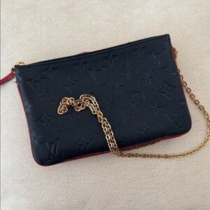Louis Vuitton Black Clutch with Gold Chain